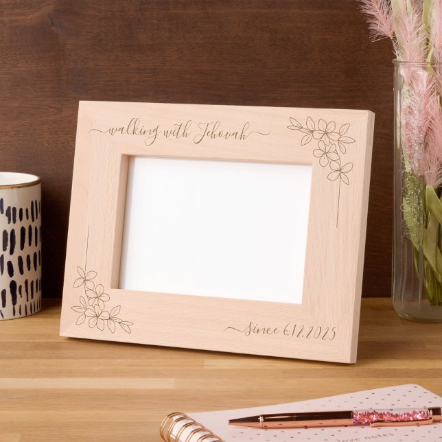 Walking with Jehovah Since 20xx Floral Script Engraved Frames (Creator Uploaded)