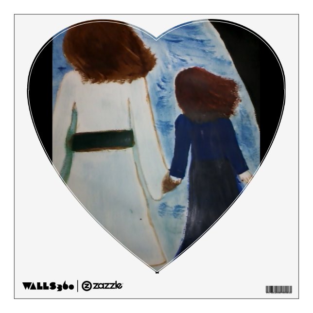 Walking with Jesus heart-shaped Wall Decal (Front)