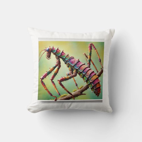 Walkingstick Insect 070724IREF125 _ Watercolor Throw Pillow