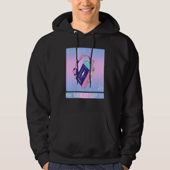 Walkman Tape Cassette Player 80s Japanese Otaku Ae Hoodie (Front)