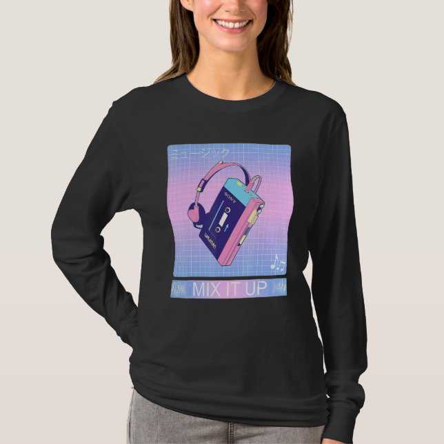 Walkman Tape Cassette Player 80s Japanese Otaku Ae T-Shirt (Front)