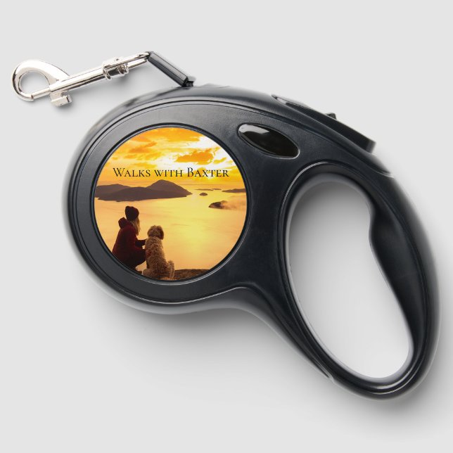 Walks with Baxter Personalized Photo Dog Retractable Pet Leash (Front)