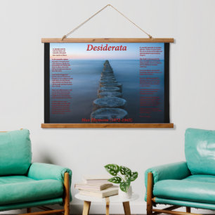 walkway onto the ocean with wooded pillions  hanging tapestry
