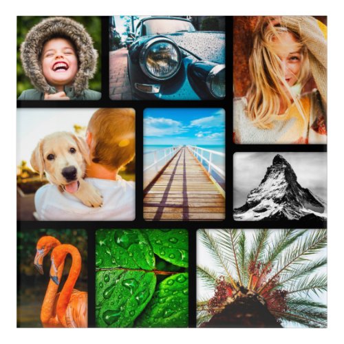 Wall Acrylic Print Your 9 Photo Collage Black