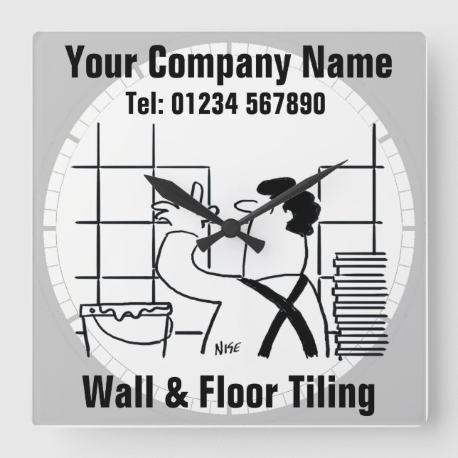 Wall and Floor Tiling. Wall Tiler Square Wall Clock (Front)
