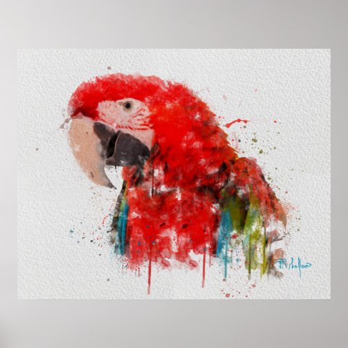 Wall art Abstract Watercolor Painting of a parrot