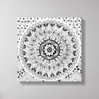 Wall Art Black and White Medallion  Doodle 