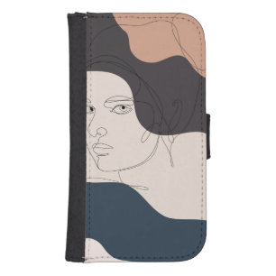 Wall Art Boho Art Woman Line Art Creativity Galaxy S4 Wallet Case