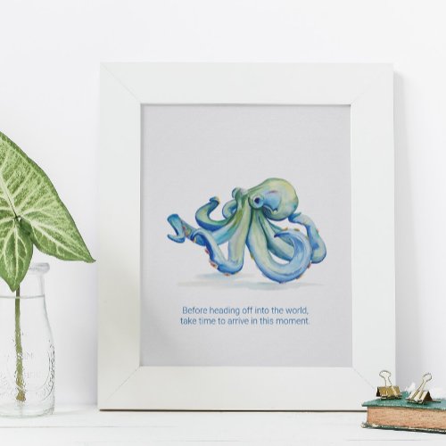 Wall Art Charming Watercolor Blue Octopus