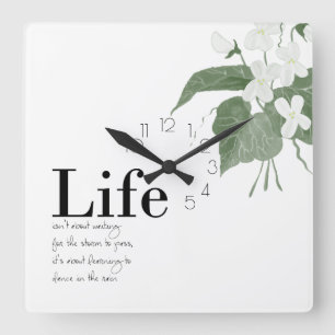 Wall Art Clock Floral Violets Life Quote