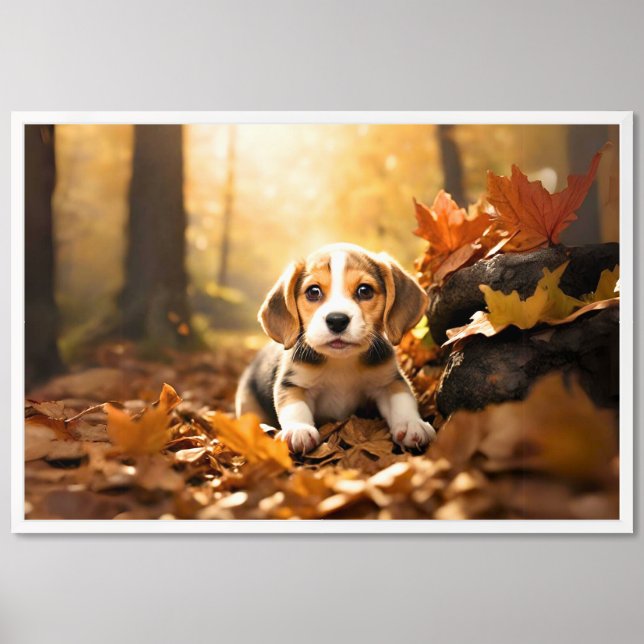 Wall Art Decor : The Brave Beagle Puppy (Framed Front)