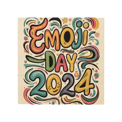 wall art design of world emoji day 2024