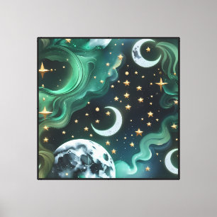 Wall Art – Dreamy Emerald Celestial Canvas Print