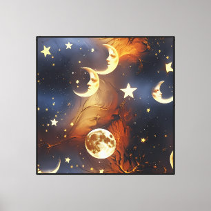 Wall Art – Dreamy Fiery Orange Celestial Canvas Pr