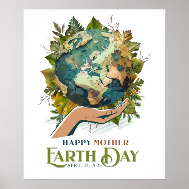 Wall Art for Happy Earth Day on 22 April Poster (Front)