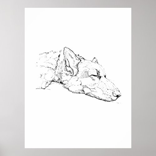 Wall Art Illustration, German Shepherd Portrait