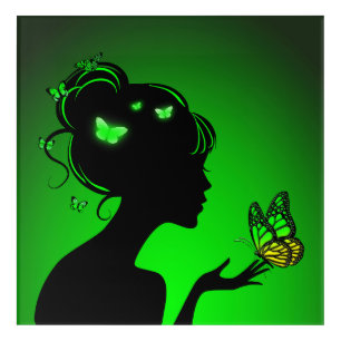 Wall Art In Acrylic The Green Butterfly Woman