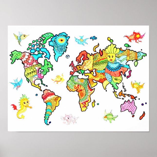 Wall Art Kids World Map  (Front)