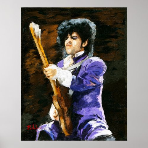 Wall Art of Singer Prince Playing Guitar