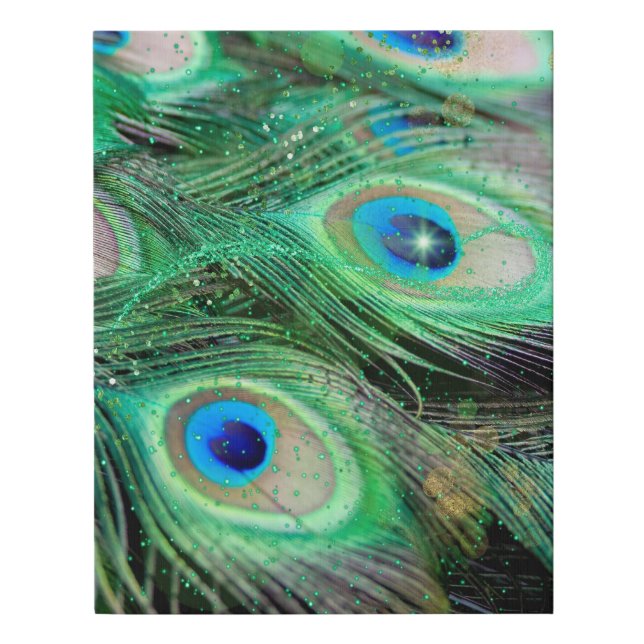 Wall Art -  Peacock Feathers - blue and green (Front)