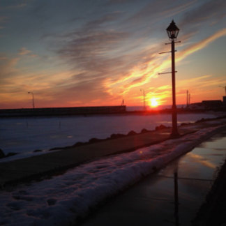Wall art photograph of sunset near the harbor
