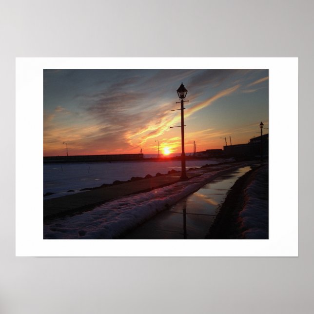 Wall art photograph of sunset near the harbor   (Front)