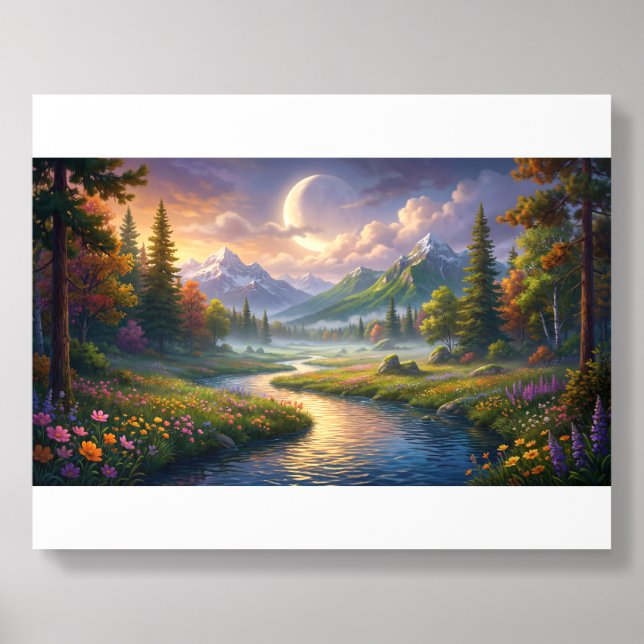 Wall Art Poster –  Fantasy Mountain Landscape  Acrylic Photo Tile (Front Set)