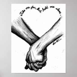 Wall art poster love quote and charcoal drawing