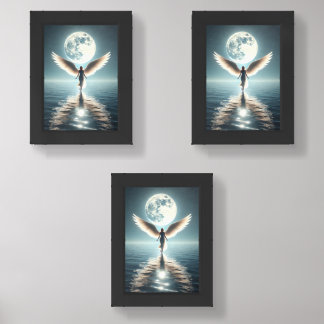 Wall Art prints Angel Ocean Moon 