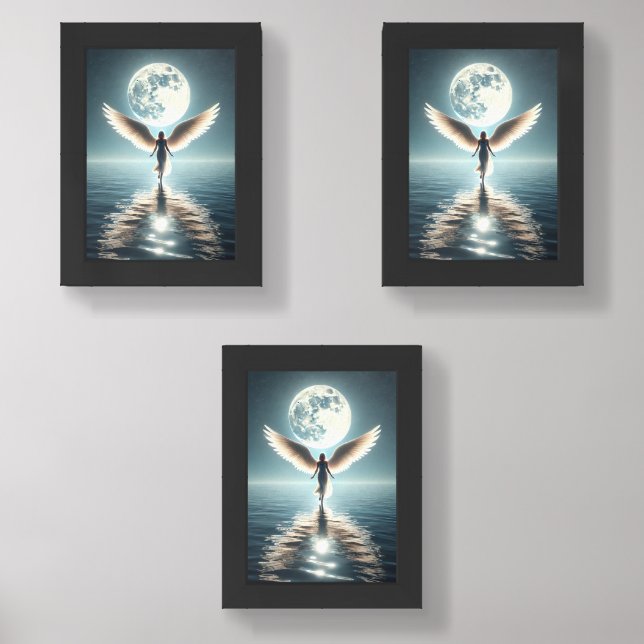 Wall Art prints Angel Ocean Moon  (Front)