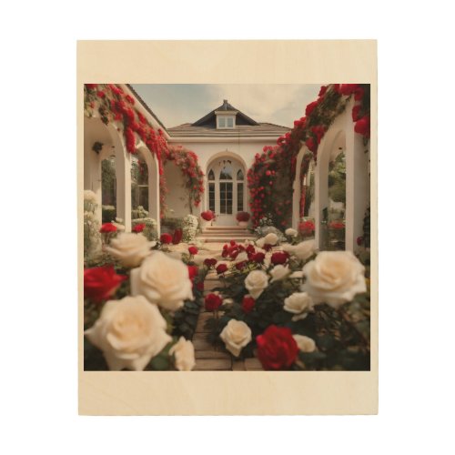 wall art red  white roses