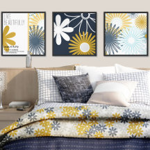 Wall Art Set Of 3 Modern Floral Framed Art Set