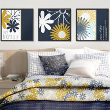 Wall Art Set Of 3 Modern Floral Framed Art Set