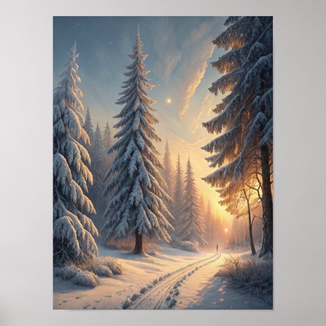 wall art Tranquil Snow Forest: A Winter Wonderland (Front)