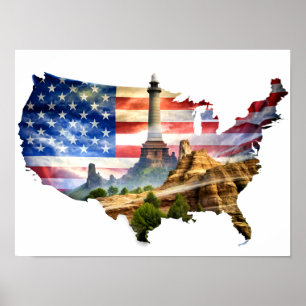 Wall Art USA Map Poster