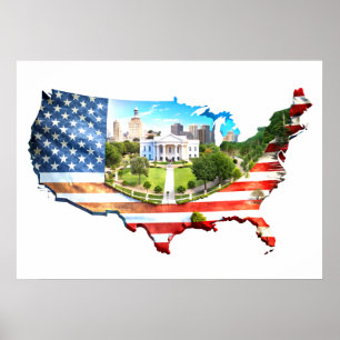 Wall Art USA  Map Poster