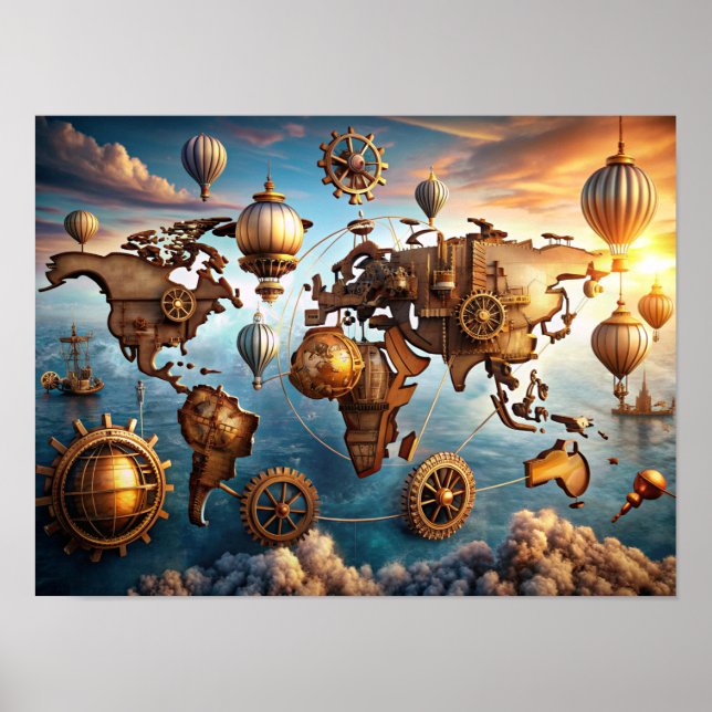 Wall Art Water Color World Map  Poster (Front)