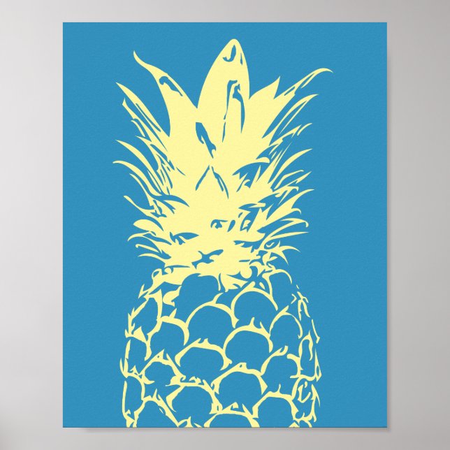 Wall Art Yellow Pineapple Design on blue (Front)