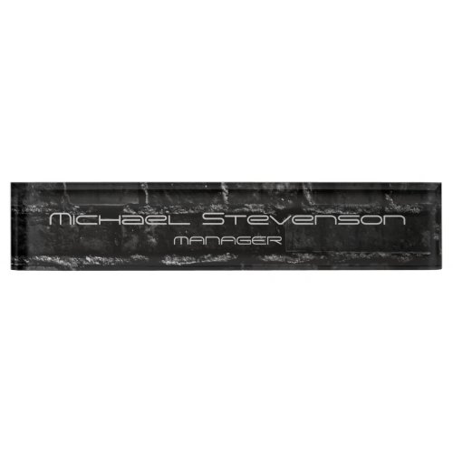 Wall Brick Gray Elegant Modern Desk Nameplate