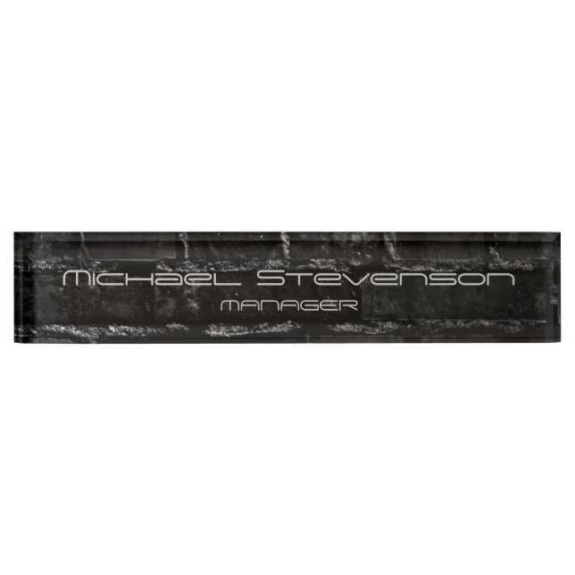 Wall Brick Gray Elegant Modern Desk Nameplate (Front)