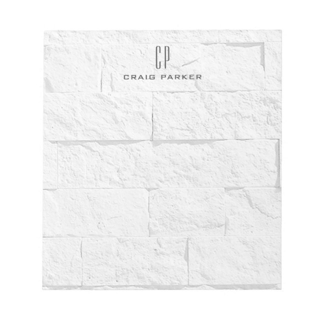 Wall Bricks Modern Monogram Professional Plain Notepad (Front)
