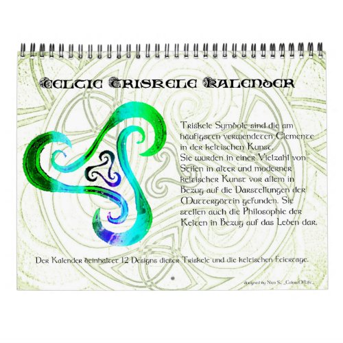 wall calendar Celtic Triskele  Celtic holidays