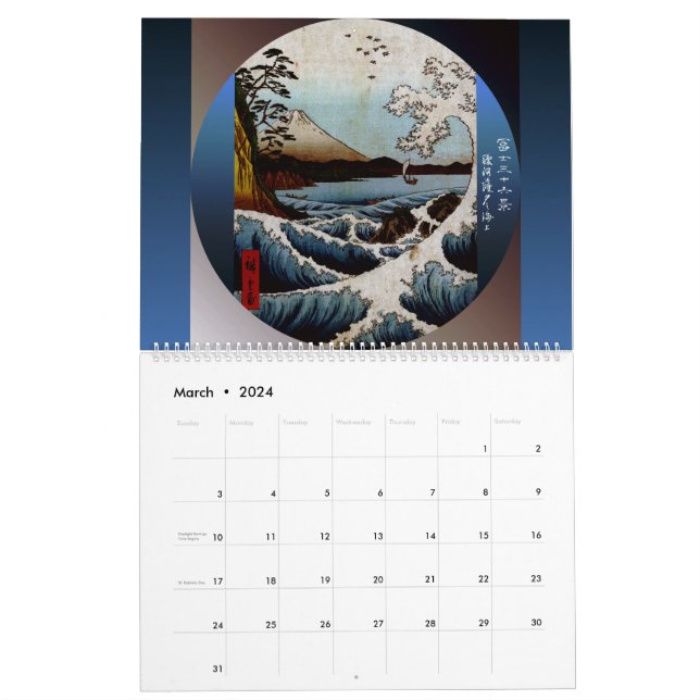 2024 Wall Calendar, Modern Japanese Ukiyo-e Designs, Monthly