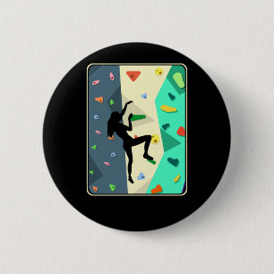 Wall Climbing Girl Indoor Bouldering Woman Button