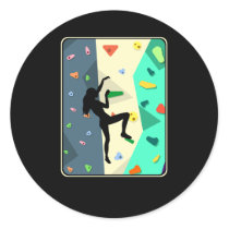 Wall Climbing Girl Indoor Bouldering Woman Classic Round Sticker