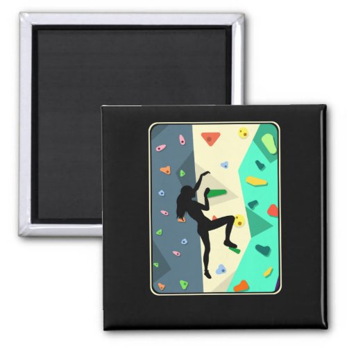 Wall Climbing Girl Indoor Bouldering Woman Magnet