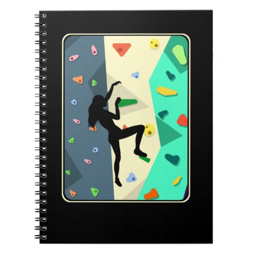 Wall Climbing Girl Indoor Bouldering Woman Notebook