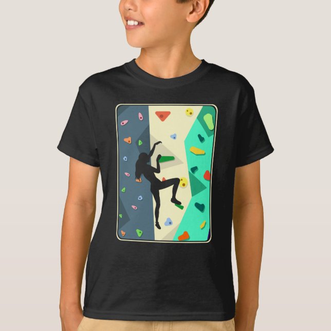 Wall Climbing Girl Indoor Bouldering Woman T-Shirt (Front)