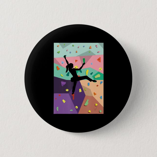 Wall Climbing Indoor Rock Climbers Action Sports A Button (Front)