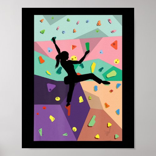 Wall Climbing Indoor Rock Climbers Action Sports A Poster